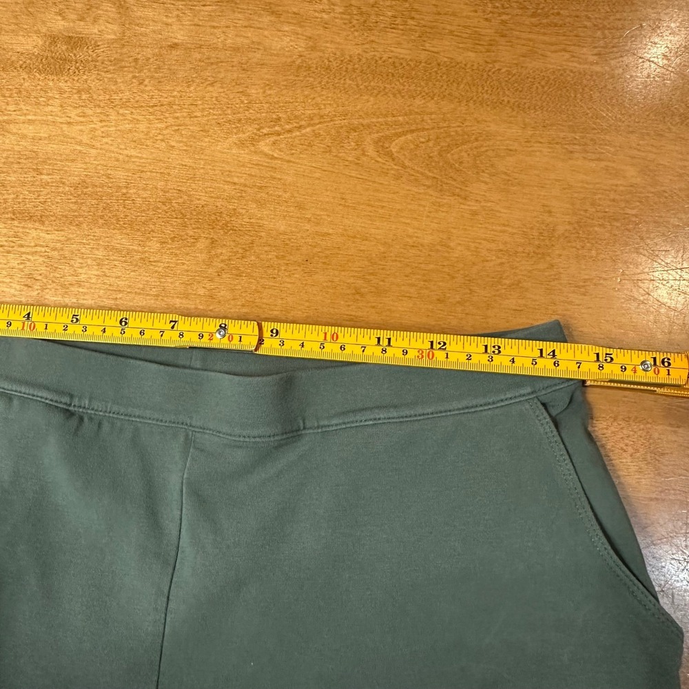 LL Bean Knit Pants Womens M Petite Green Cotton Spandex Cropped Pockets Pull On - Picture 6 of 11